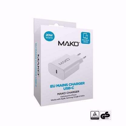 Picture of Mako Mako 20W EU Mains Charger for USB-C in White